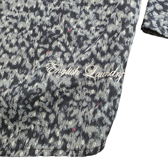 English Laundry Men’s Long Sleeve Shirt XL Geometric Microprint Navy Gray Button - Picture 6 of 8